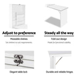 darrahopens Furniture > Office Artiss Foldable Desk with Bookshelf - White