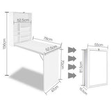 darrahopens Furniture > Office Artiss Foldable Desk with Bookshelf - White