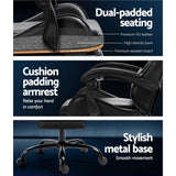 Darrahopens Furniture > Office Artiss Gaming Chairs Massage Racing Recliner Leather Office Chair Footrest Black