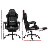 Darrahopens Furniture > Office Artiss Gaming Chairs Massage Racing Recliner Leather Office Chair Footrest Black