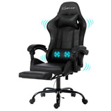 Darrahopens Furniture > Office Artiss Gaming Chairs Massage Racing Recliner Leather Office Chair Footrest Black