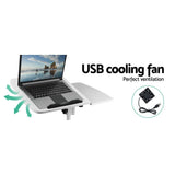 darrahopens Furniture > Office Artiss Laptop Table Desk Adjustable Stand With Fan - White