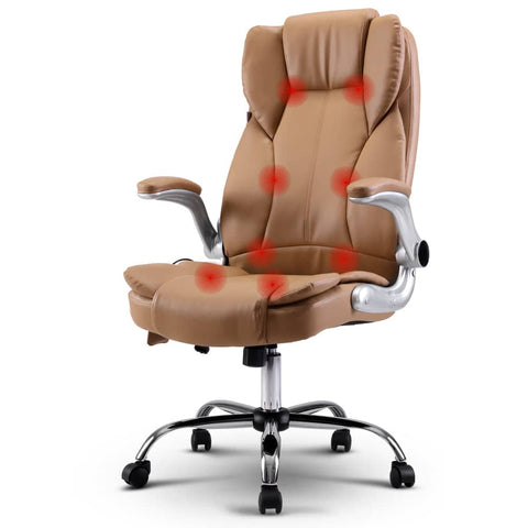 darrahopens Furniture > Office Artiss Massage Office Chair Gaming Chair Computer Desk Chair 8 Point Vibration Espresso