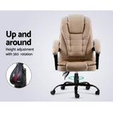darrahopens Furniture > Office Artiss Massage Office Chair PU Leather Recliner Computer Gaming Chairs Espresso