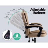 darrahopens Furniture > Office Artiss Massage Office Chair PU Leather Recliner Computer Gaming Chairs Espresso