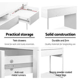 darrahopens Furniture > Office Artiss Metal Desk with 2 Drawers - White