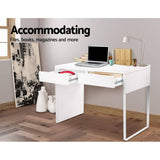 darrahopens Furniture > Office Artiss Metal Desk with 2 Drawers - White