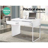 darrahopens Furniture > Office Artiss Metal Desk with 2 Drawers - White