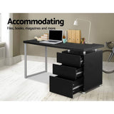 darrahopens Furniture > Office Artiss Metal Desk with 3 Drawers - Black
