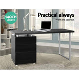 darrahopens Furniture > Office Artiss Metal Desk with 3 Drawers - Black