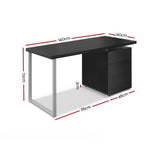darrahopens Furniture > Office Artiss Metal Desk with 3 Drawers - Black