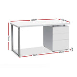 darrahopens Furniture > Office Artiss Metal Desk with 3 Drawers - White