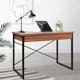 darrahopens Furniture > Office Artiss Metal Desk with Drawer - Walnut