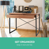 darrahopens Furniture > Office Artiss Metal Desk with Drawer - Walnut