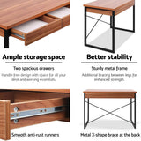darrahopens Furniture > Office Artiss Metal Desk with Drawer - Walnut