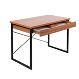 darrahopens Furniture > Office Artiss Metal Desk with Drawer - Walnut