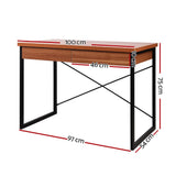 darrahopens Furniture > Office Artiss Metal Desk with Drawer - Walnut