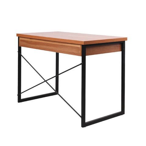 darrahopens Furniture > Office Artiss Metal Desk with Drawer - Walnut