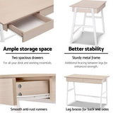 darrahopens Furniture > Office Artiss Metal Desk with Drawer - White with Oak Top