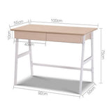 darrahopens Furniture > Office Artiss Metal Desk with Drawer - White with Oak Top