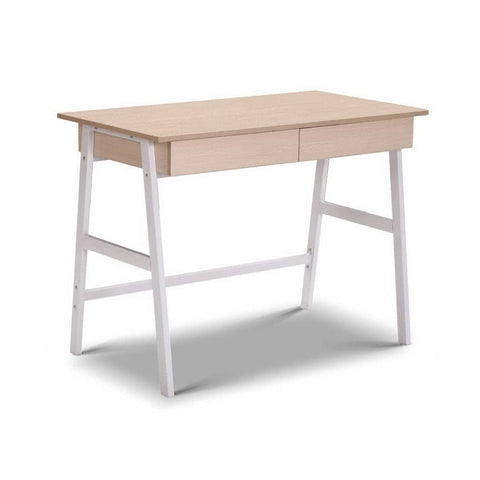 darrahopens Furniture > Office Artiss Metal Desk with Drawer - White with Oak Top