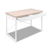 darrahopens Furniture > Office Artiss Metal Desk with Drawer - White with Wooden Top