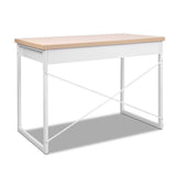 darrahopens Furniture > Office Artiss Metal Desk with Drawer - White with Wooden Top