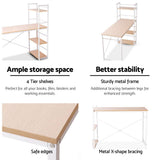 darrahopens Furniture > Office Artiss Metal Desk with Shelves - White with Oak Top