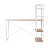 darrahopens Furniture > Office Artiss Metal Desk with Shelves - White with Oak Top