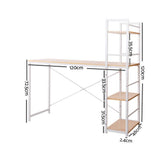 darrahopens Furniture > Office Artiss Metal Desk with Shelves - White with Oak Top