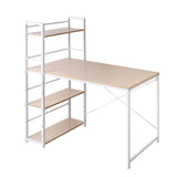 darrahopens Furniture > Office Artiss Metal Desk with Shelves - White with Oak Top