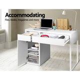 darrahopens Furniture > Office Artiss Metal Desk With Storage Cabinets - White