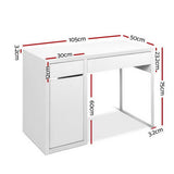 darrahopens Furniture > Office Artiss Metal Desk With Storage Cabinets - White