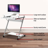 darrahopens Furniture > Office Artiss Metal Pull Out Table Desk - White