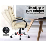 darrahopens Furniture > Office Artiss Office Chair Gaming Computer Chairs Executive PU Leather Seat Beige