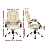 darrahopens Furniture > Office Artiss Office Chair Gaming Computer Chairs Executive PU Leather Seat Beige