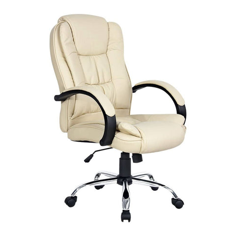 darrahopens Furniture > Office Artiss Office Chair Gaming Computer Chairs Executive PU Leather Seat Beige