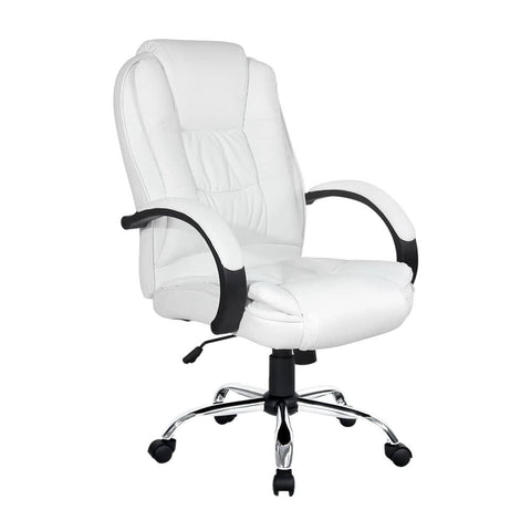 darrahopens Furniture > Office Artiss Office Chair Gaming Computer Chairs Executive PU Leather Seating White