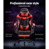 darrahopens Furniture > Office Artiss Office Chair Gaming Computer Executive Chairs Racing Seat Recliner Red