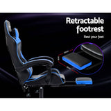 darrahopens Furniture > Office Artiss Office Chair Leather Gaming Chairs Footrest Recliner Study Work Blue