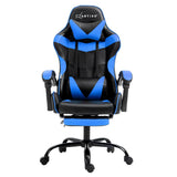 darrahopens Furniture > Office Artiss Office Chair Leather Gaming Chairs Footrest Recliner Study Work Blue