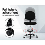 darrahopens Furniture > Office Artiss Office Chair Veer Drafting Stool Fabric Chairs Black