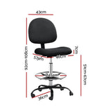 darrahopens Furniture > Office Artiss Office Chair Veer Drafting Stool Fabric Chairs Black