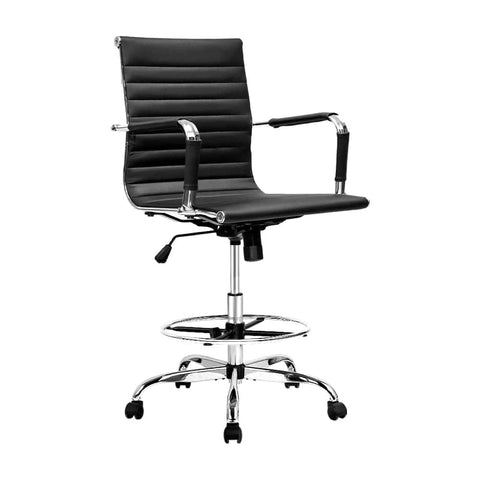 darrahopens Furniture > Office Artiss Office Chair Veer Drafting Stool Mesh Chairs Armrest Standing Desk Black