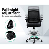 darrahopens Furniture > Office Artiss Office Chair Veer Drafting Stool Mesh Chairs Flip Up Armrest Black