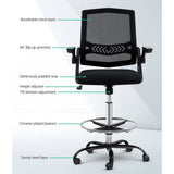 darrahopens Furniture > Office Artiss Office Chair Veer Drafting Stool Mesh Chairs Flip Up Armrest Black