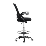 darrahopens Furniture > Office Artiss Office Chair Veer Drafting Stool Mesh Chairs Flip Up Armrest Black