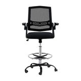 darrahopens Furniture > Office Artiss Office Chair Veer Drafting Stool Mesh Chairs Flip Up Armrest Black