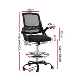 darrahopens Furniture > Office Artiss Office Chair Veer Drafting Stool Mesh Chairs Flip Up Armrest Black