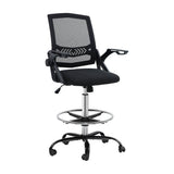 darrahopens Furniture > Office Artiss Office Chair Veer Drafting Stool Mesh Chairs Flip Up Armrest Black